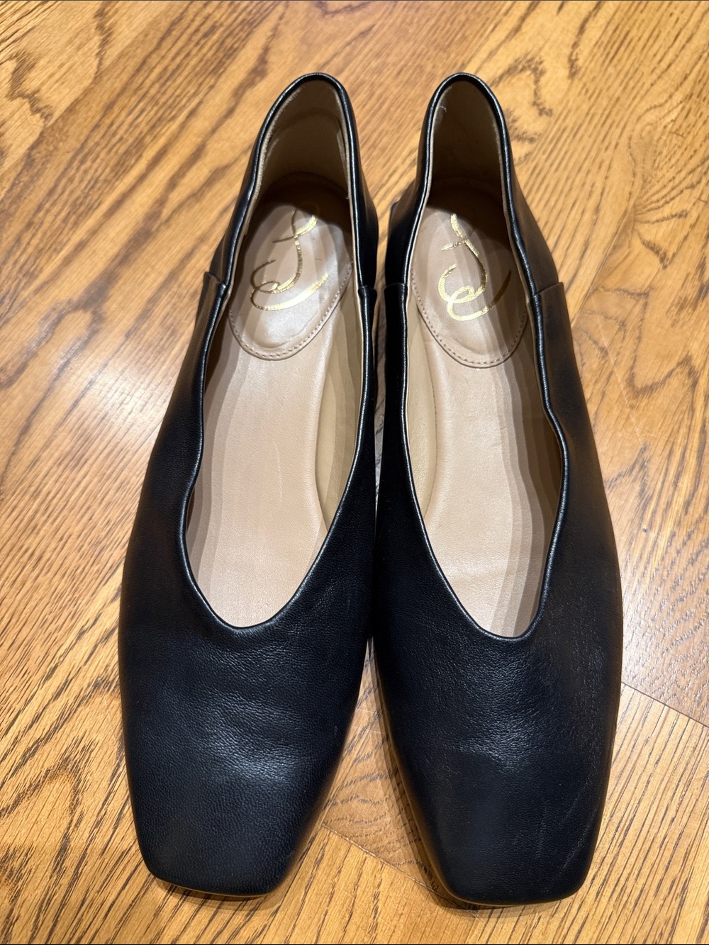 Sam Edelman Black Women's Ballet Flats - Sleek Square Toe Slip-Ons - Picture 2 of 3